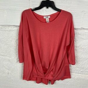 MOA MOA coral pink scrunchie long sleeve shirt size 1X